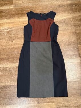 The Limited Navy, Rust & Gray Colorblock Midi Sheath Dress